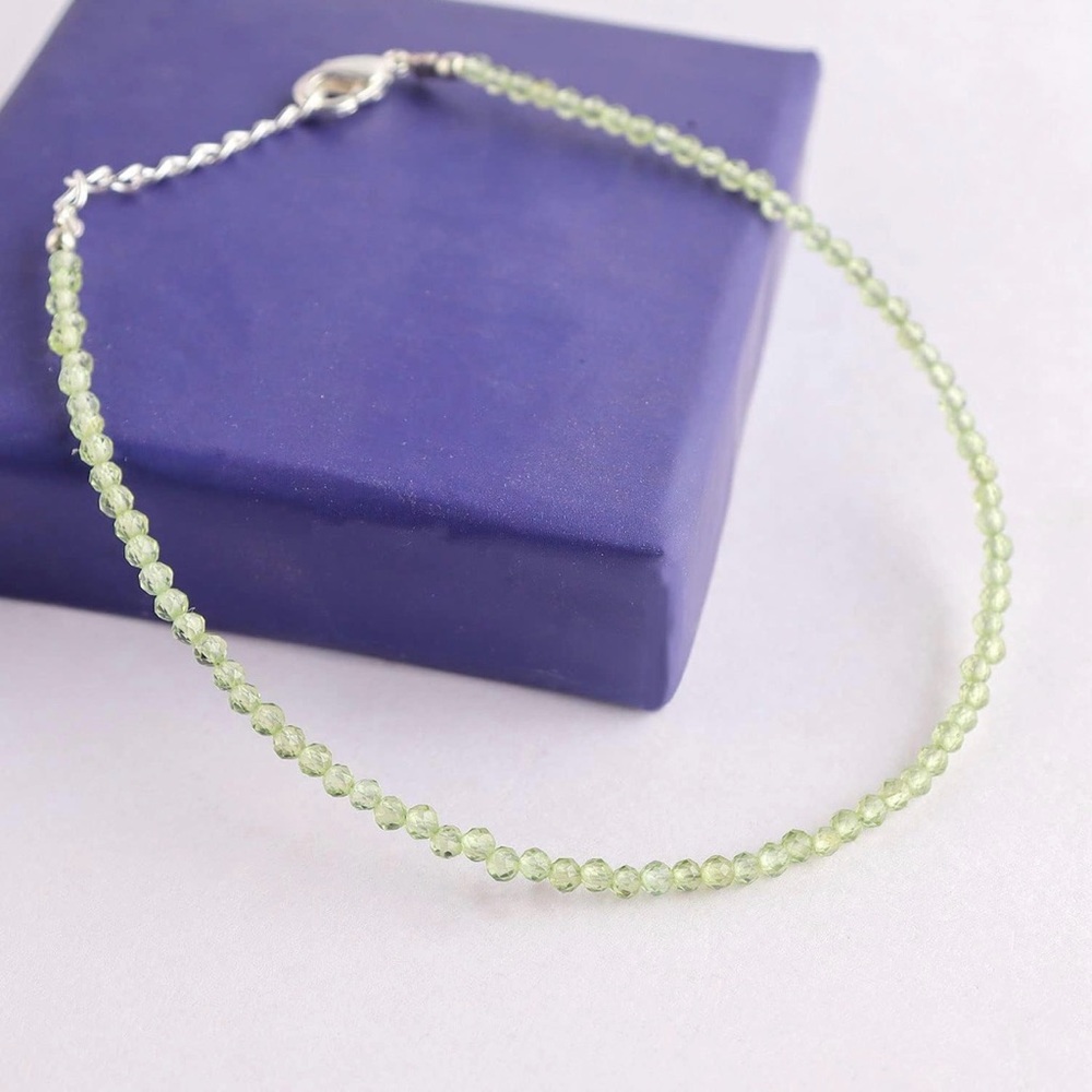 NIB Peridot Natural Multifaceted Handmade Gemstone Dainty Boho Layering Bracelet